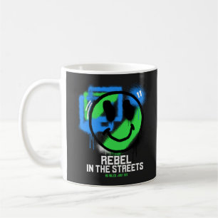 Caneca De Café Rebelde nas Ruas Grafite Smiley Arte Urbana