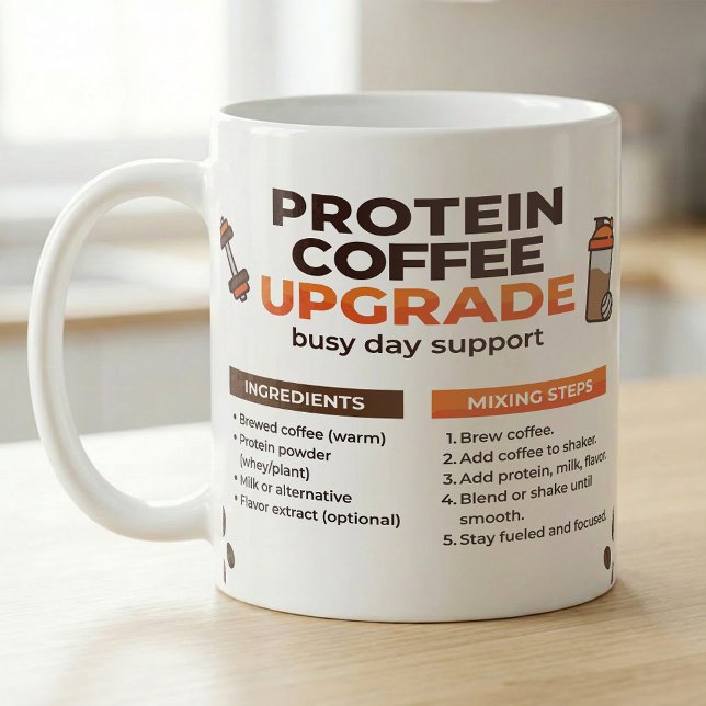 Caneca De Café Receita de Café com Proteínas Guia Rápido da Manhã (Criador carregado)