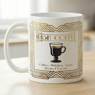 Caneca De Café Receita de Café Irlandês Arte Dourada