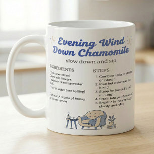 Caneca De Café Receita de Camomila para Relaxar à Noite