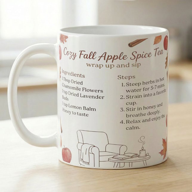 Caneca De Café Receita de Chá de Maçã Temperado de Outono (Criador carregado)