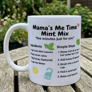 Caneca De Café Receita de Chá de Menta para Pequena Pausa da Mamã