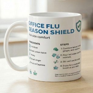 Caneca De Café Receita de Chá para a Temporada de Gripe no Escrit