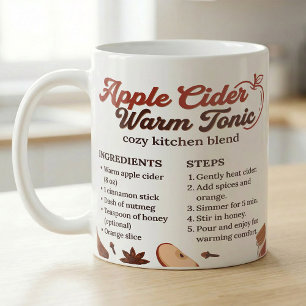 Caneca De Café Receita de Cidra de Maçã Quente Cozinha de Outono
