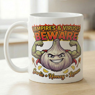 Caneca De Café Receita de Defesa de Vampiro de Alho de Super-Heró