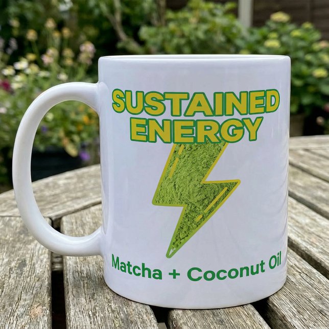 Caneca De Café Receita de Energia Sustentada com Matcha e Óleo de (Criador carregado)