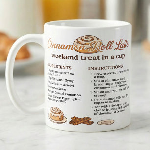 Caneca De Café Receita de Latte de Rolo de Canela para Amantes de