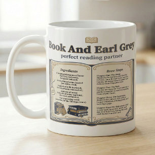 Caneca De Café Receita de Livro e Chá Earl Grey