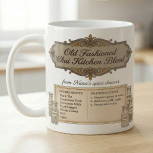 Caneca De Café Receita de Mistura de Especiarias Chai Rótulo de D
