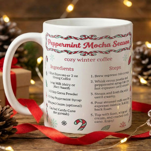 Caneca De Café Receita de Mocha de Hortelã Natal