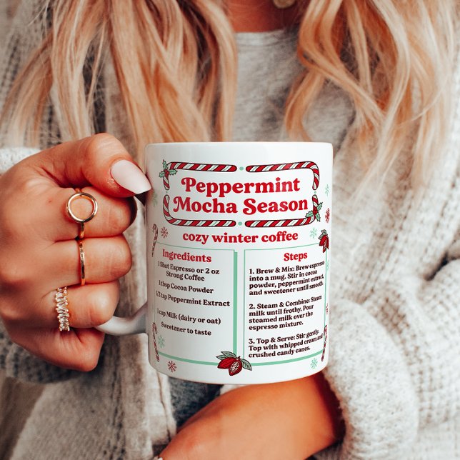 Caneca De Café Receita de Mocha de Hortelã-Pimenta de Inverno (Criador carregado)
