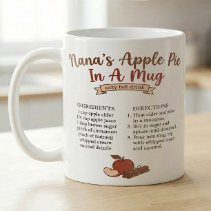Caneca De Café Receita de Torta de Maçã da Nana no Outono Aconche
