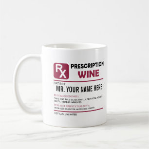 Caneca De Café Receita Engraçada De Vinho, Nome Personalizado Vin