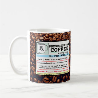 Caneca De Café Receita Funny RX Café Personalizável