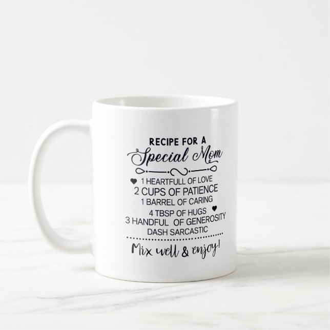 Caneca De Café Receita para Presente do Dia das Mães para Mãe Esp (Esquerda)