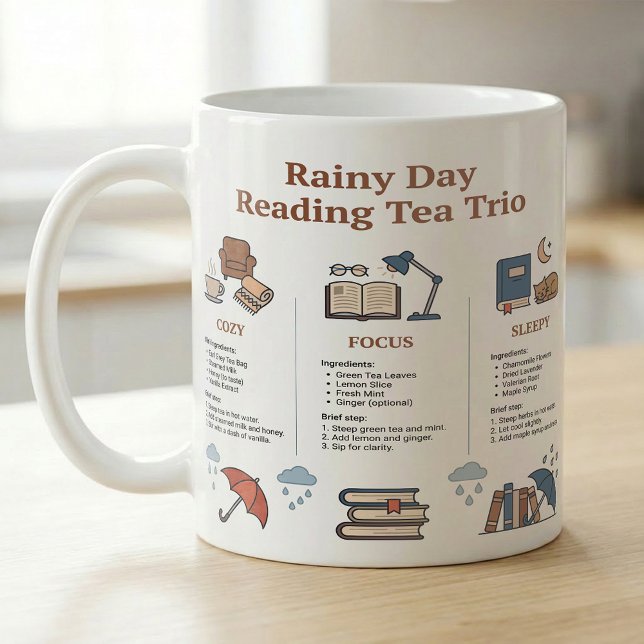 Caneca De Café Receitas de Chá para Leitores Sonolentos e Focados (Criador carregado)