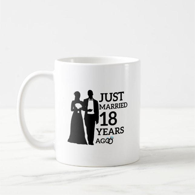 Caneca De Café Recem casados 18 Anos Atrás, Casal do 18.º Anivers (Esquerda)