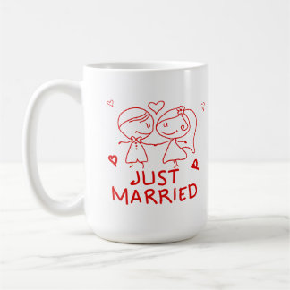Caneca De Café Recém-Casados Design de Amor de Casal Recém-Casado