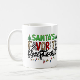 Caneca De Café Recepcionista Favorito de Papais noeis Personaliza