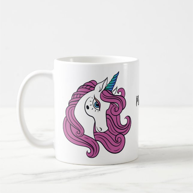 Caneca De Café Recortar imagens de nome personalizado Unicorn (Esquerda)