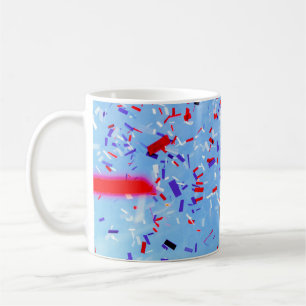 Caneca De Café Recortes de papel azul, vermelho e preto