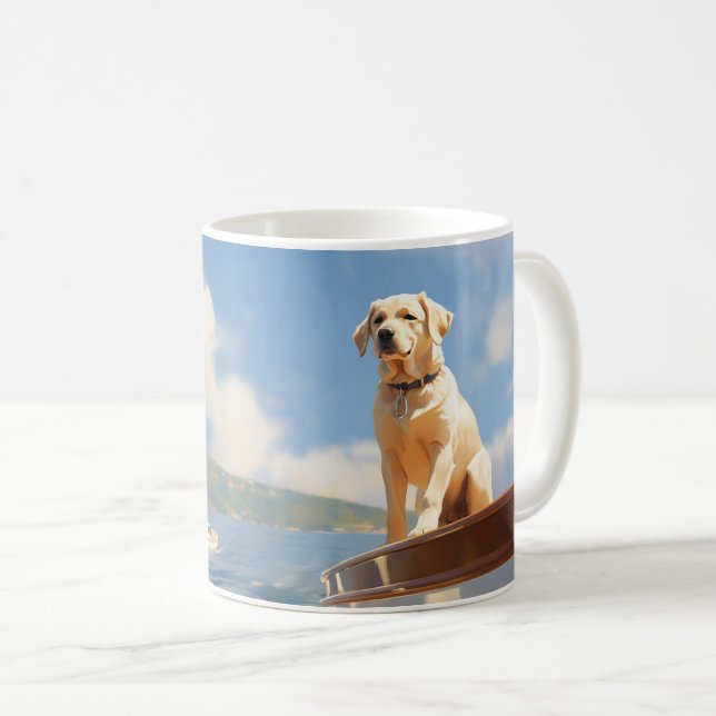 Caneca De Café Recuperador de labrador de navegação (Frente Esquerda)