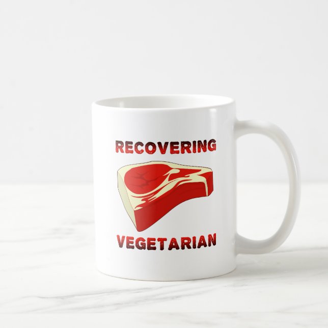 Caneca De Café Recuperando Mug Engraçado Vegetariano (Direita)