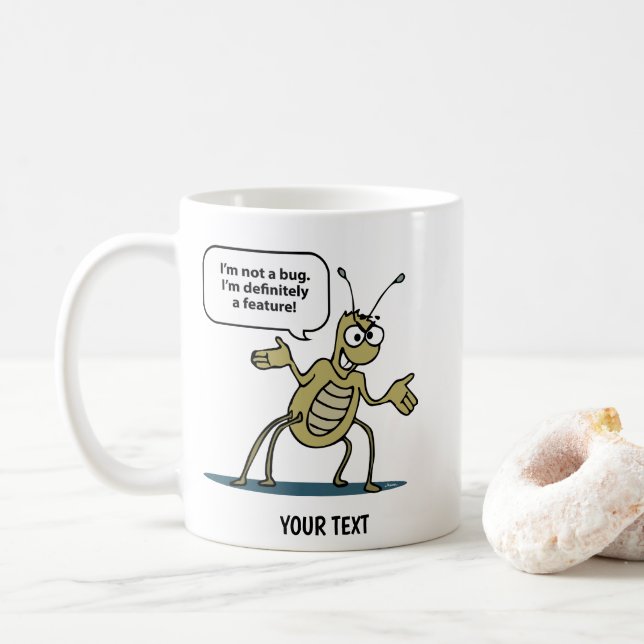 Caneca De Café Recurso de programação Bug (Com Donut)