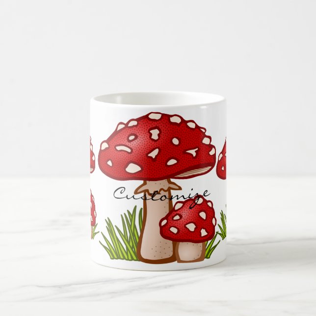 Caneca De Café Red Amanita Mushrooms Thunder_Cove (Centro)