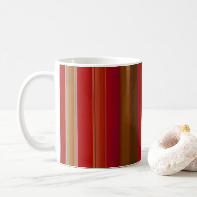 Caneca De Café Red and Gold Stripes (Com Donut)