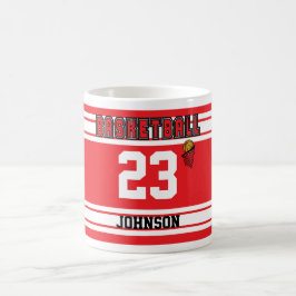 Caneca De Café Red and White Basketball Sport Jersey