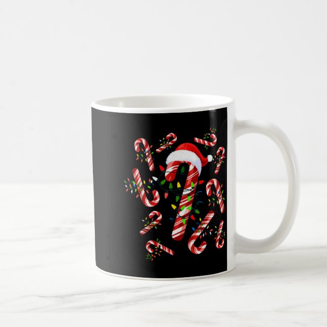 Caneca De Café Red And White Candy Cane Santa Christmas  (Direita)