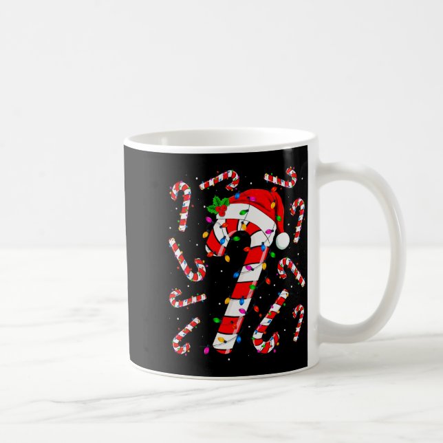 Caneca De Café Red And White Candy Cane Santa Christmas Funny Xma (Direita)