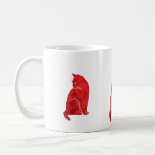 Caneca De Café Red Art Deco Cat