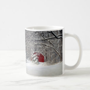 Caneca De Café Red Barn na neve 2011