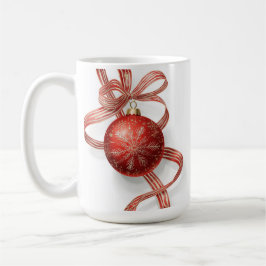 Caneca De Café Red Bauble Ornament Gold Snowflake Ribbon