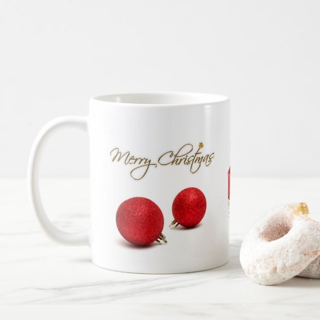 Caneca De Café Red Baubles Merry Christmas Mug (Com Donut)