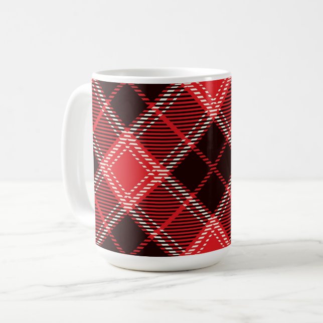 Caneca De Café Red Black Tartan (Frente Esquerda)