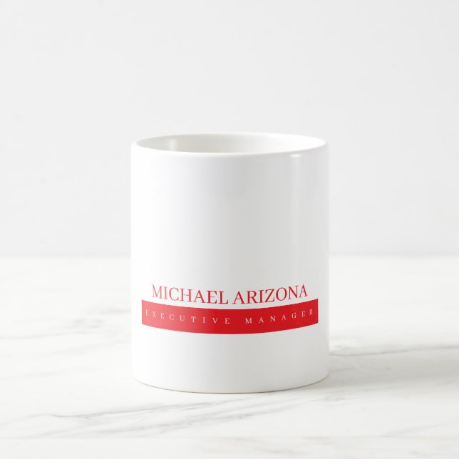 Caneca De Café Red Black & White Minimalist Simple Plain Modern (Centro)