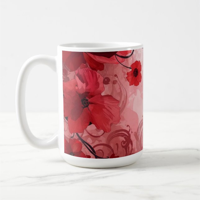 Caneca De Café Red Bloom Symphony (Esquerda)