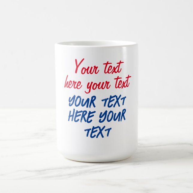 Caneca De Café Red Blue Calligrafe seu texto aqui substitua o slo (Centro)