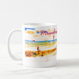 Caneca De Café Red Boat and Beach em Mundesley, Norfolk