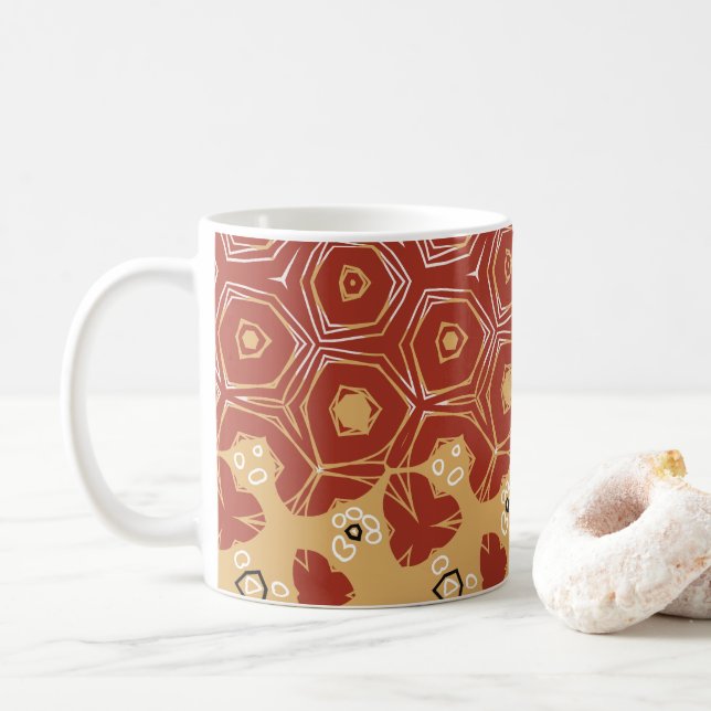 Caneca De Café Red Boho Geométrico Abstrato 2 (Com Donut)