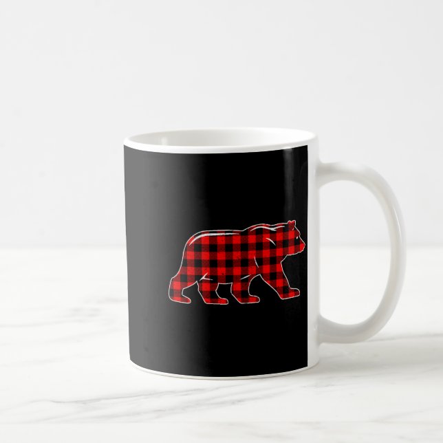 Caneca De Café Red Buffalo Plaid Christmas Bear Pajama Sweater Wo (Direita)