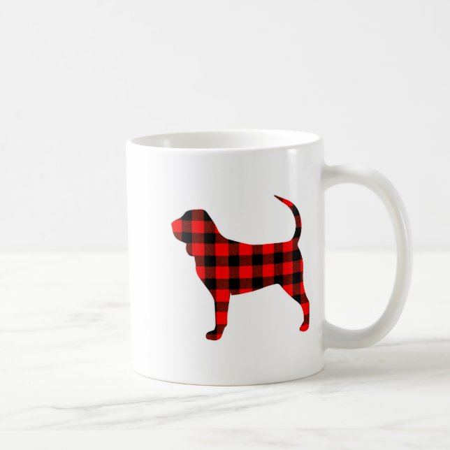 Caneca De Café Red Buffalo Plaid Pajama Bloodhound Christmas Dog  (Direita)