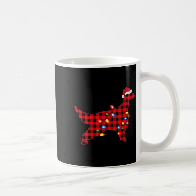 Caneca De Café Red Buffalo Plaid Santa Irish Setter Dog Christmas (Direita)