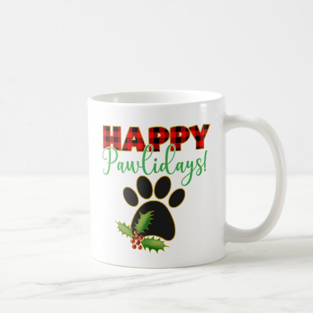 Caneca De Café Red Buffalo Xadrez Paw Imprimir Natal (Direita)