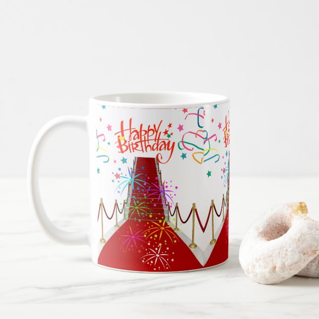 Caneca De Café Red Carpet Mug Feliz Aniversário Mug (Com Donut)