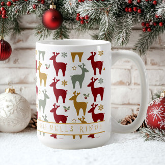 Caneca De Café Red Christmas Reindeer Pattern#12 ID1009