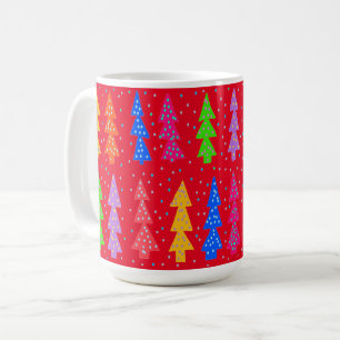Caneca De Café Red Christmas Tree Pop Art